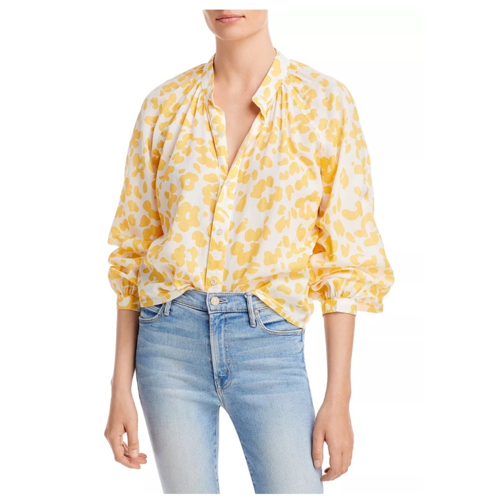 NWT Mother The Sunburst Top in Yellow Leopard Floral, Size M